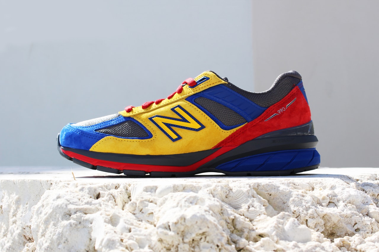 shoe city eat new balance 990v5 grey blue red yellow release info photos price