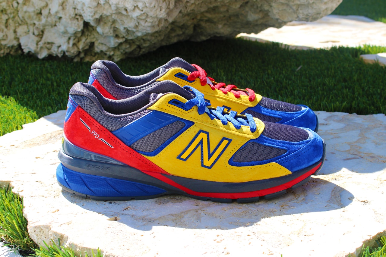 shoe city eat new balance 990v5 grey blue red yellow release info photos price