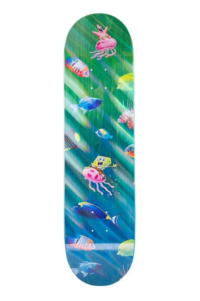 spongebob sponge bob square pants santa cruz skateboards skateboard deck krabby patty captain release date info photos price