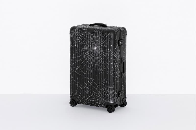 Supreme x RIMOWA Spring 2019 Custom Suitcases aluminum bodies black anodized spiderweb monogram print