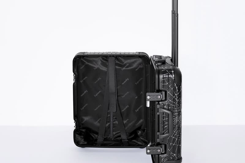 Supreme x RIMOWA Spring 2019 Custom Suitcases aluminum bodies black anodized spiderweb monogram print