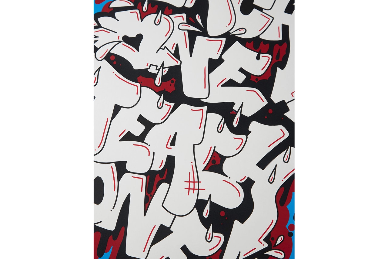 maharishi TEACH 'Each One Teach One' Screen Print Graffiti Blue Red Black White