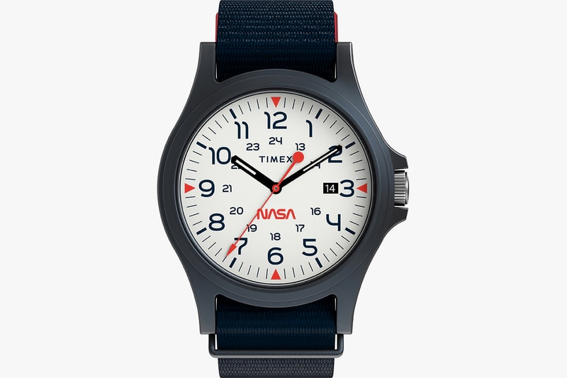 NASA x Timex Navi XL Watch Release 41mm Fabric Strap Blue White 