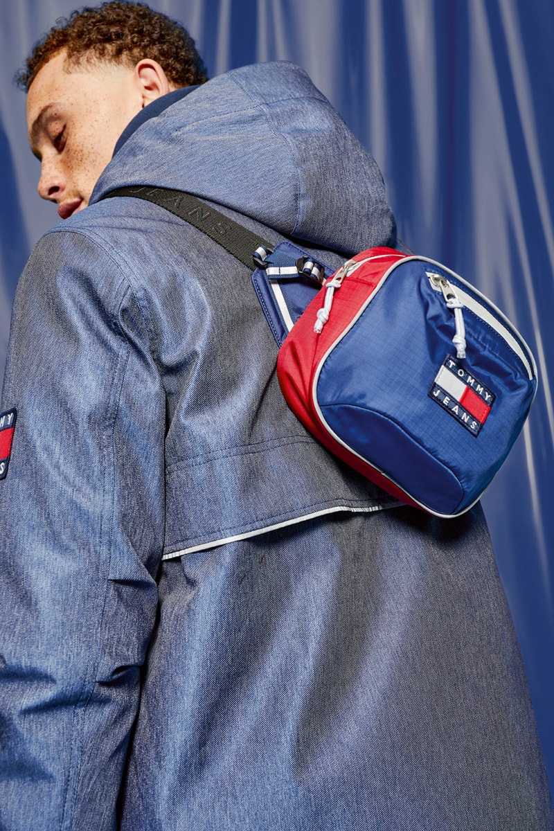 Tommy Hilfiger Tommy Jeans Sport Tech Denim Capsule Collection Sport Sweatpants Tech Hoodies T-shirts Navy Purple Aqua Blue Flag Fanny Packs Beanies Polar Fleece