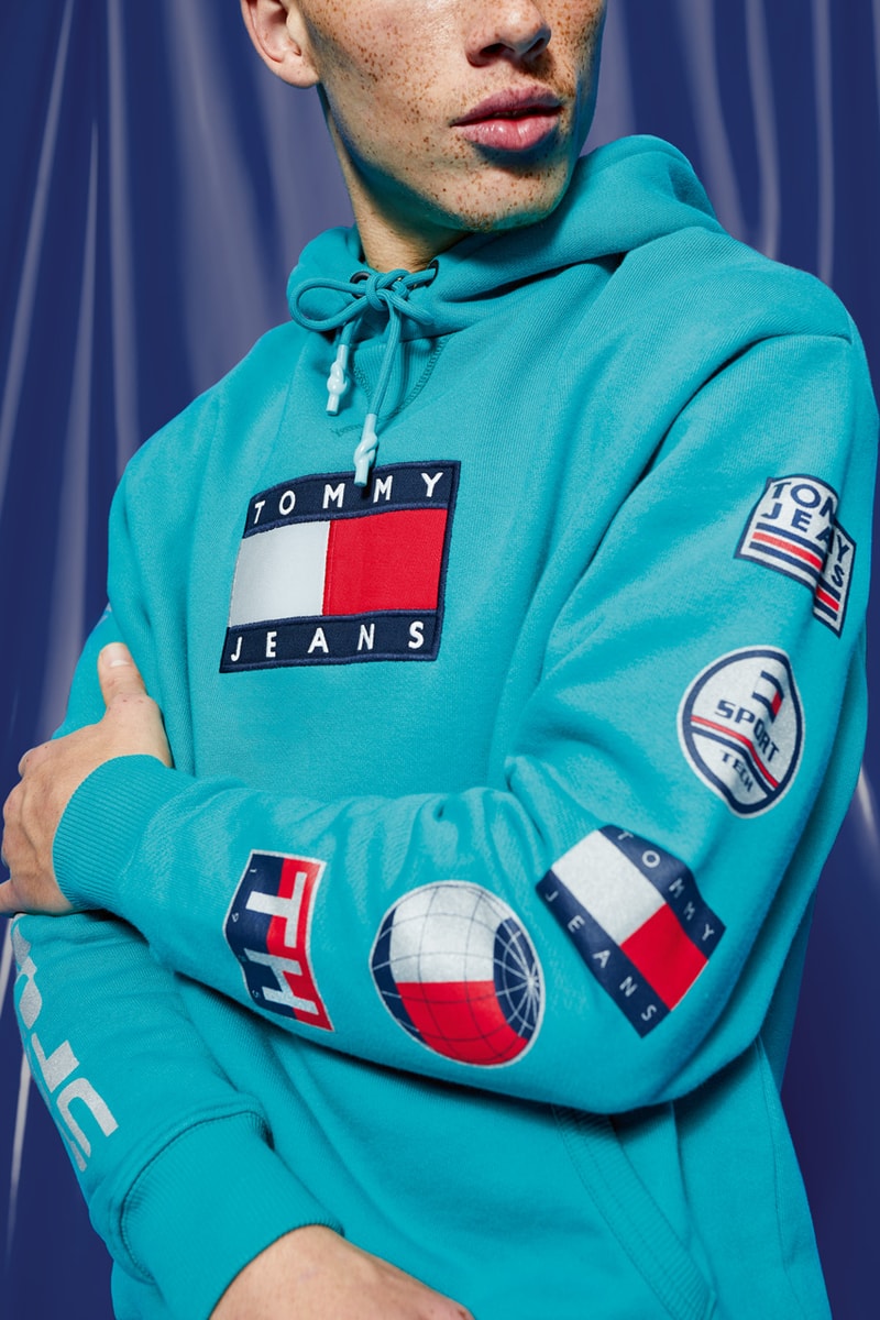 Tommy Hilfiger Tommy Jeans Sport Tech Denim Capsule Collection Sport Sweatpants Tech Hoodies T-shirts Navy Purple Aqua Blue Flag Fanny Packs Beanies Polar Fleece