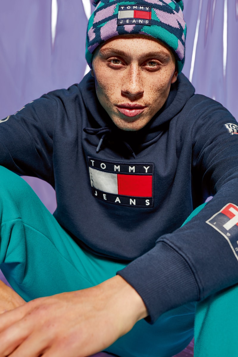Tommy Hilfiger Tommy Jeans Sport Tech Denim Capsule Collection Sport Sweatpants Tech Hoodies T-shirts Navy Purple Aqua Blue Flag Fanny Packs Beanies Polar Fleece
