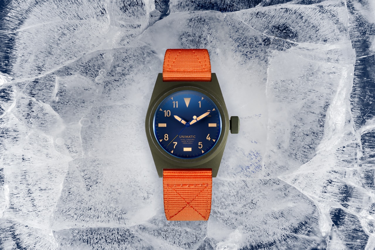 Nigel Cabourn x Unimatic U2-NC Watch Release Olive Navy Blue Safety Orange Commonwealth Trans-Antarctic Expedition