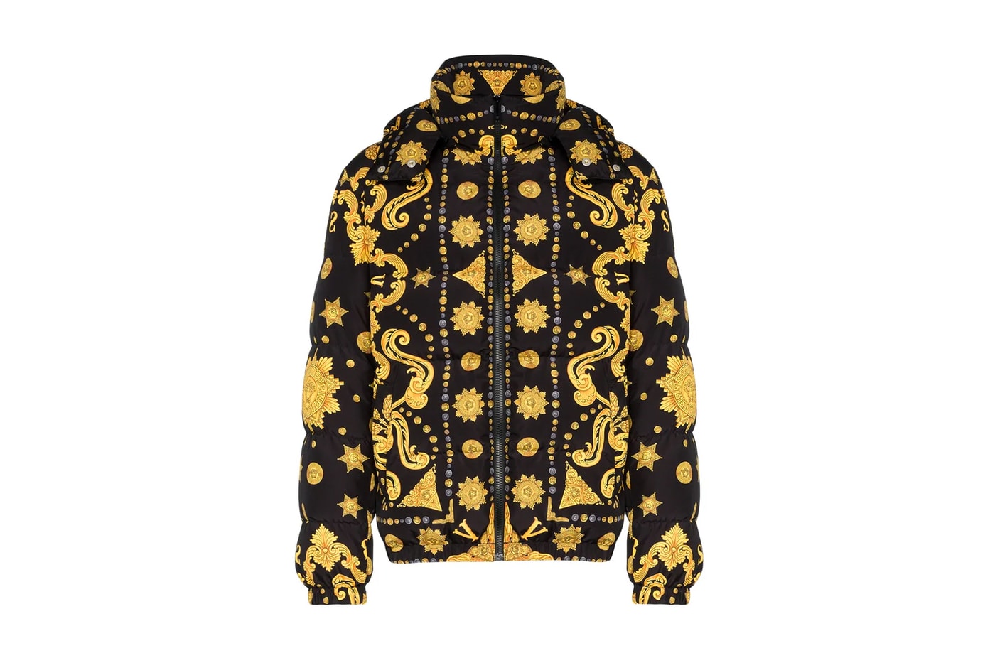 Versace Baroque-Print Puffer Jacket Release Jackets Browns Fashion BROWNS Italian Outerwear 