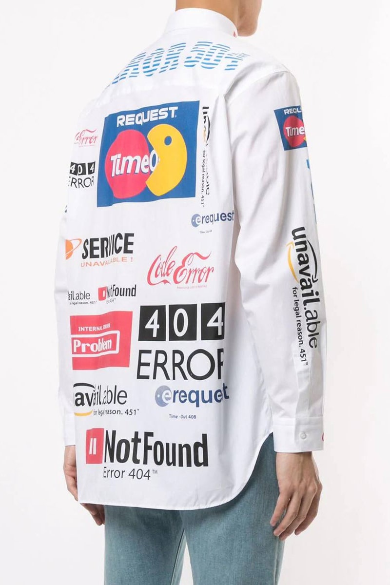 Vetements Multicolored "Error Message" Logo Shirt White Collared "Not Found" "Unavailable"