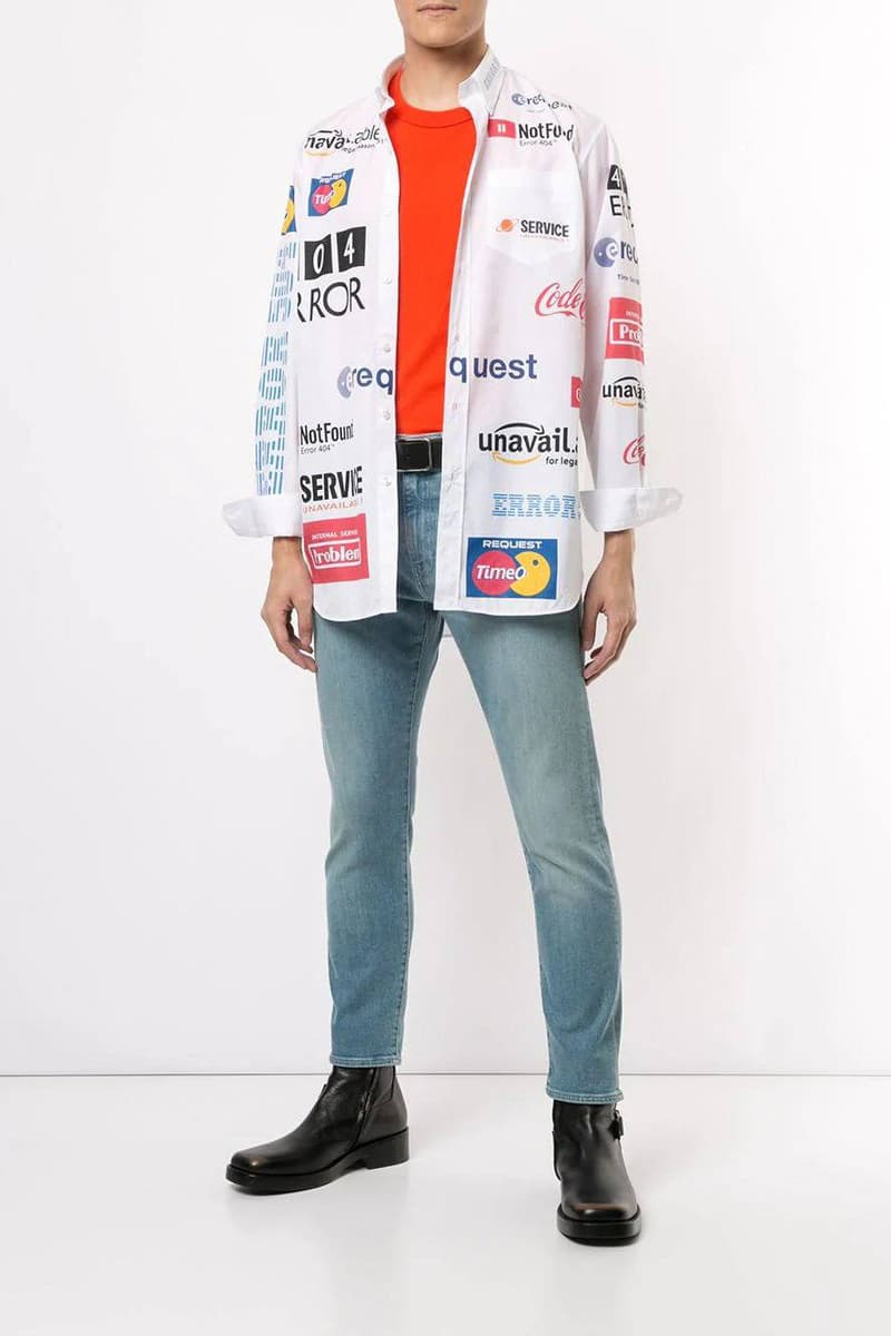 Vetements Multicolored "Error Message" Logo Shirt White Collared "Not Found" "Unavailable"