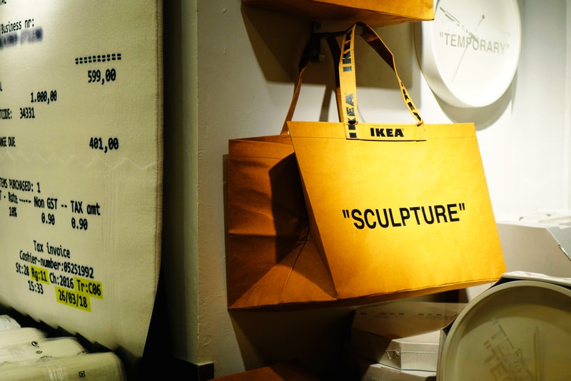 Virgil Abloh IKEA MARKERAD Collection Closer Look Release info Date Rug table cabinet Tool set pillow cushion quilt bag