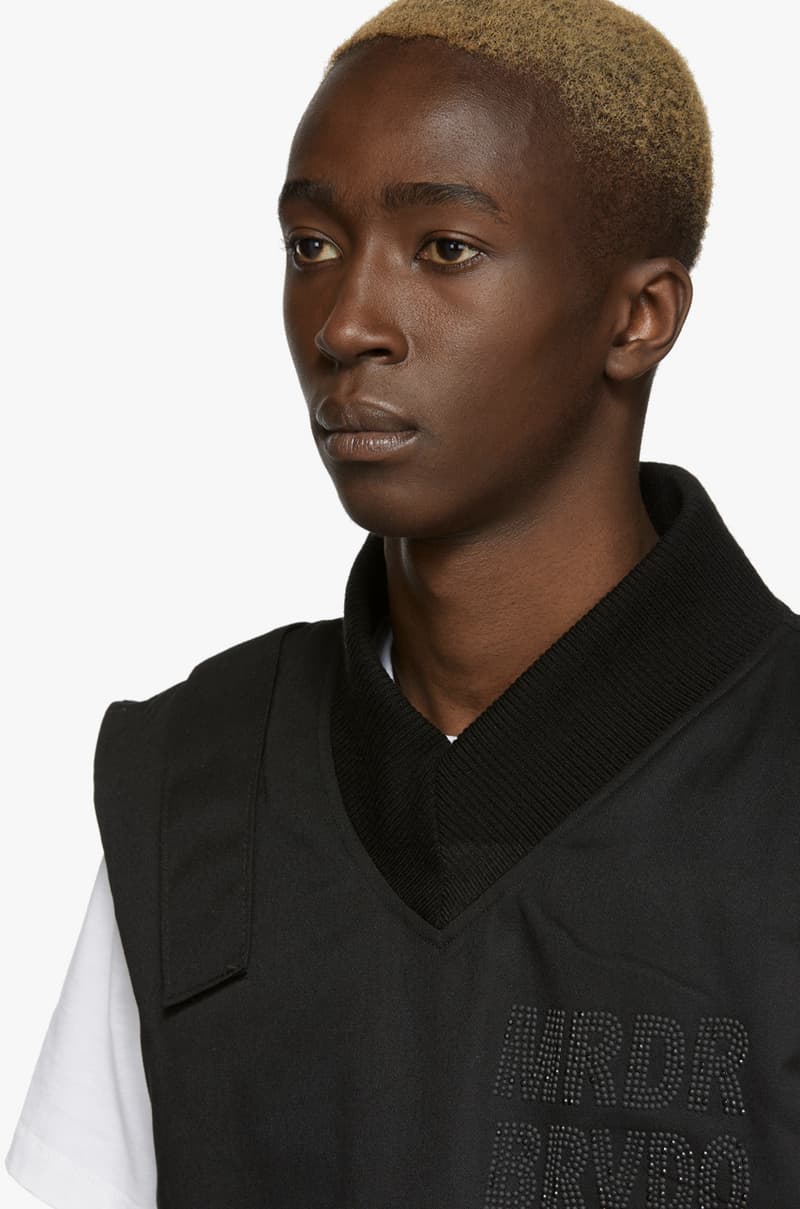 WHO DECIDES WAR by MRDR BRVDO Launches SSENSE Exclusive Collection Fall Winter 2019 FW19 Virgil Abloh Collaborator Italian Silks Cotton Canvases Anti 666 Logo Jacket Hoodie Vest T-Shirt Trousers Cargo Pants Sustainable Clothing