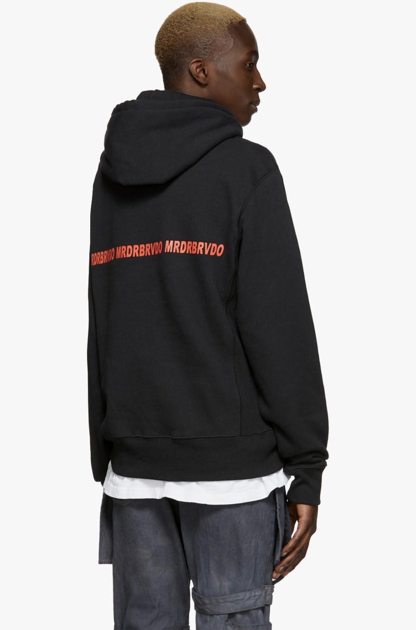 WHO DECIDES WAR by MRDR BRVDO Launches SSENSE Exclusive Collection Fall Winter 2019 FW19 Virgil Abloh Collaborator Italian Silks Cotton Canvases Anti 666 Logo Jacket Hoodie Vest T-Shirt Trousers Cargo Pants Sustainable Clothing