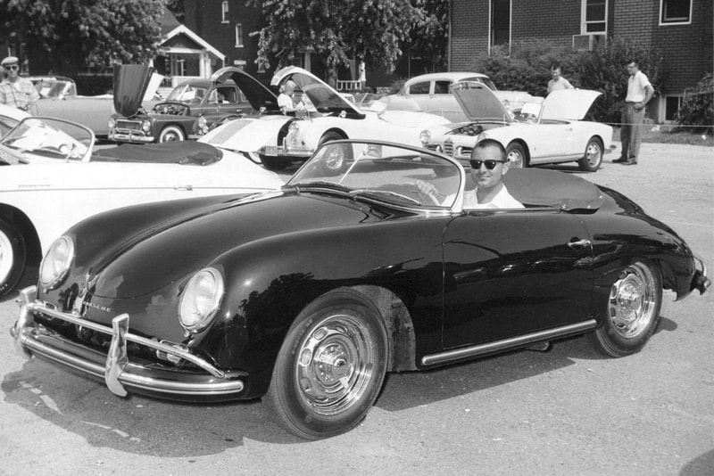 1958 Porsche 356A 1600 Speedster 527k Miles Auction For Sale Vintage Rare German Sportscar Automotive Bring a Trailer Classic Cars Black Red Leather Interior