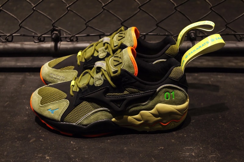 24karats mita mizuno wave rider 1 olive green orange yellow collab collaboration release date info photos price