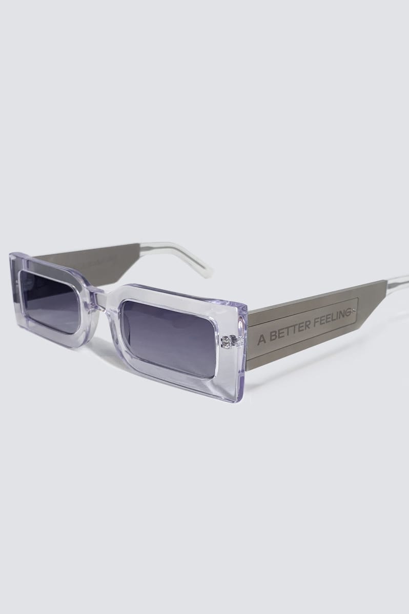 Clear Acetate Rectangle Full-Rim Tinted Sunglasses with Light Gray Sunwear  Lenses - Canuto