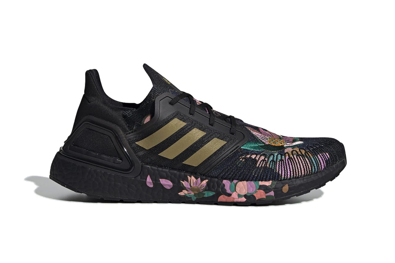 adidas black flower shoes
