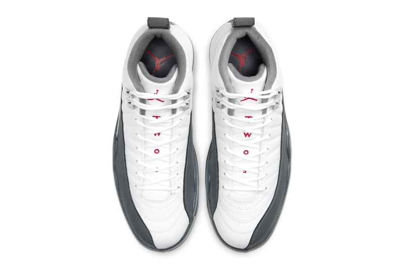 Air Jordan 12 White Dark Gray brand michael jordan 23 basketball shoes sneakers footwear runners trainers kicks tinker hatfield jumpman nike leather high top swoosh check sports