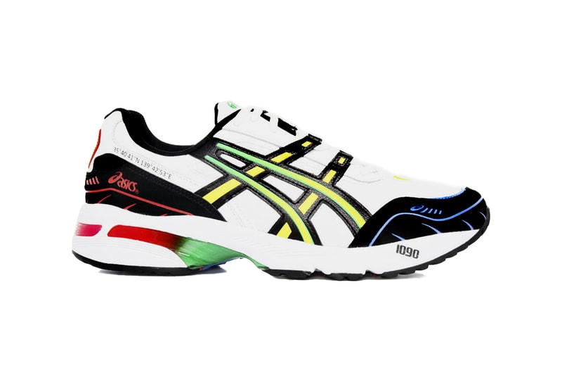 ASICS GEL 1090 White sneakers shoes runners trainers running kicks footwear EVA Japanese fluorescent side stripes 1021A283 100 sportstyle Low Cut colorful bright lime green red blue