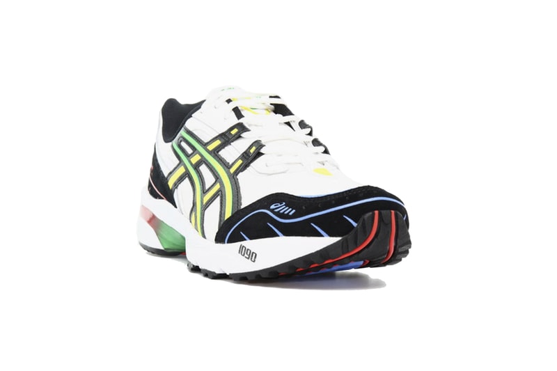 ASICS GEL 1090 White sneakers shoes runners trainers running kicks footwear EVA Japanese fluorescent side stripes 1021A283 100 sportstyle Low Cut colorful bright lime green red blue