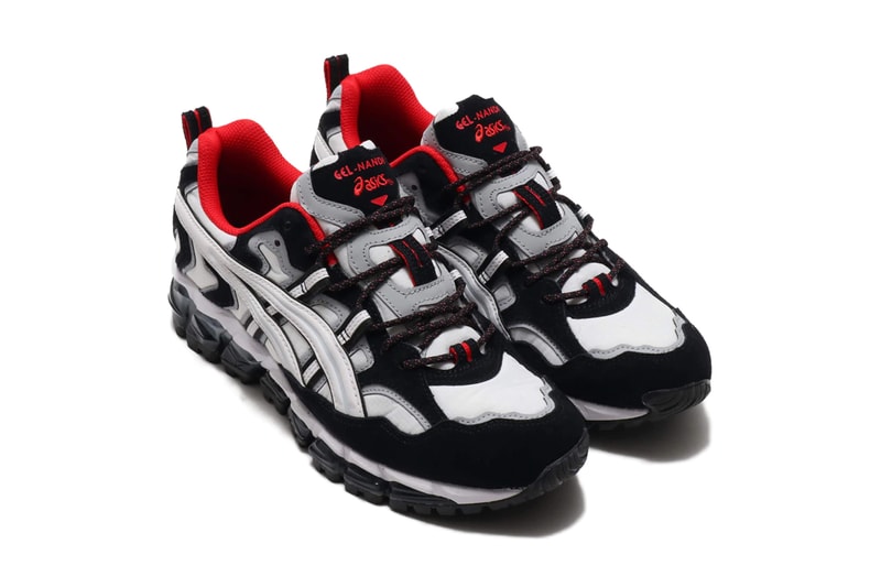 ASICS GEL Nandi 360 White Black red highlights shoes sneakers footwear trainers runners kicks gel technology trail running off road cushioning hybrid quantum vis tech monochromatic