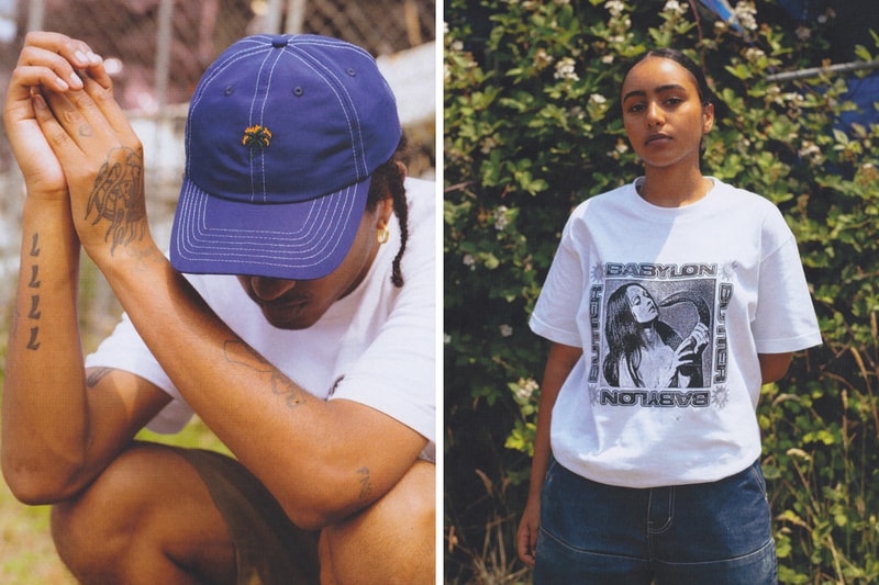 Butter Goods x Babylon LA Lookbook Collection Collaboration Crewnecks T-shirts Shorts Python Woman Eye "How do you face up to what's going on today?" Black White Yellow Peace Sign Angel Baby