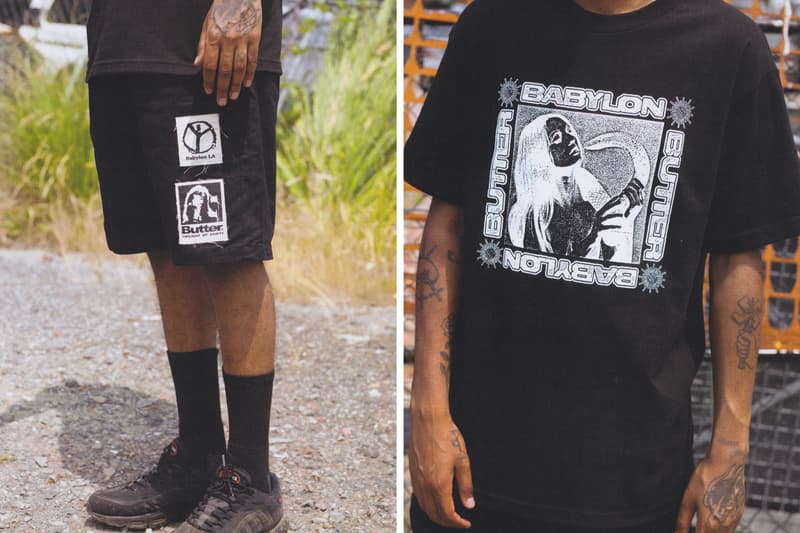 Butter Goods x Babylon LA Lookbook Collection Collaboration Crewnecks T-shirts Shorts Python Woman Eye "How do you face up to what's going on today?" Black White Yellow Peace Sign Angel Baby