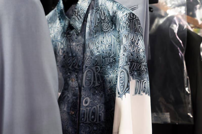 Backstage at Diors Fall Winter 2020 Miami Preview shawn stussy beach architecture couturier yoon ahn ambush jewelry French luxury house American art basel collaboration logo saddle bag pre