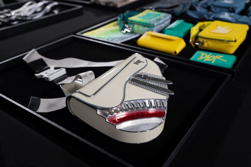 Backstage at Diors Fall Winter 2020 Miami Preview shawn stussy beach architecture couturier yoon ahn ambush jewelry French luxury house American art basel collaboration logo saddle bag pre