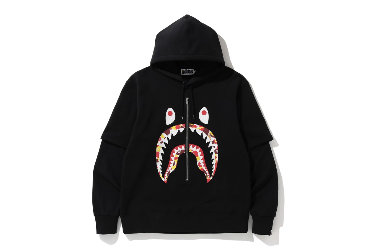 BAPE China 9th Anniversary Capsule a bathing ape shark hoodies red yellow abc camo print ape head bags accessories 