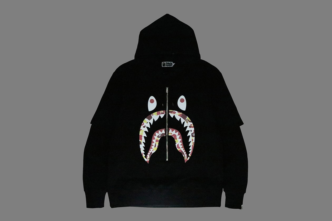 BAPE China 9th Anniversary Capsule a bathing ape shark hoodies red yellow abc camo print ape head bags accessories 