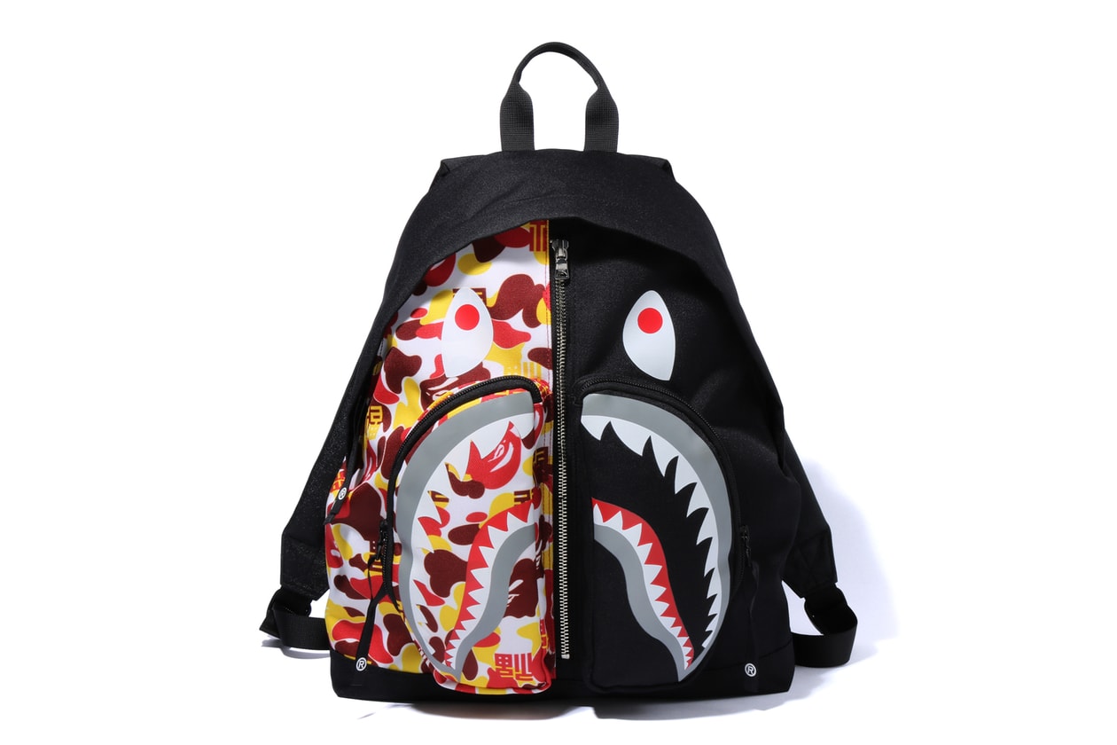 BAPE China 9th Anniversary Capsule a bathing ape shark hoodies red yellow abc camo print ape head bags accessories 