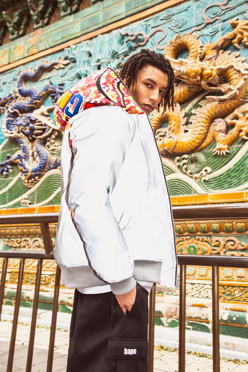 BAPE China 9th Anniversary Capsule a bathing ape shark hoodies red yellow abc camo print ape head bags accessories