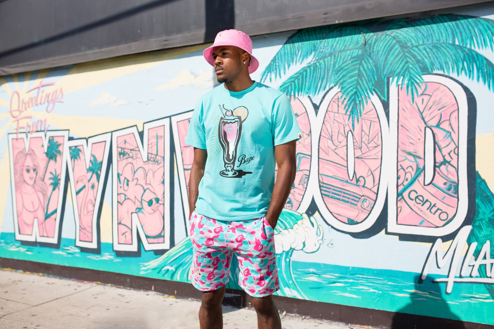 BAPE Exclusive Miami Store Collection a bathing ape lookbooks Miami design district baby milo heat pink blue teal shark hoodies bags accessories stickers iphone cases