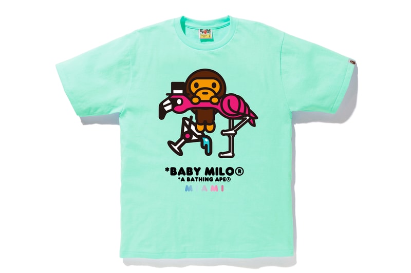 BAPE Exclusive Miami Store Collection a bathing ape lookbooks Miami design district baby milo heat pink blue teal shark hoodies bags accessories stickers iphone cases