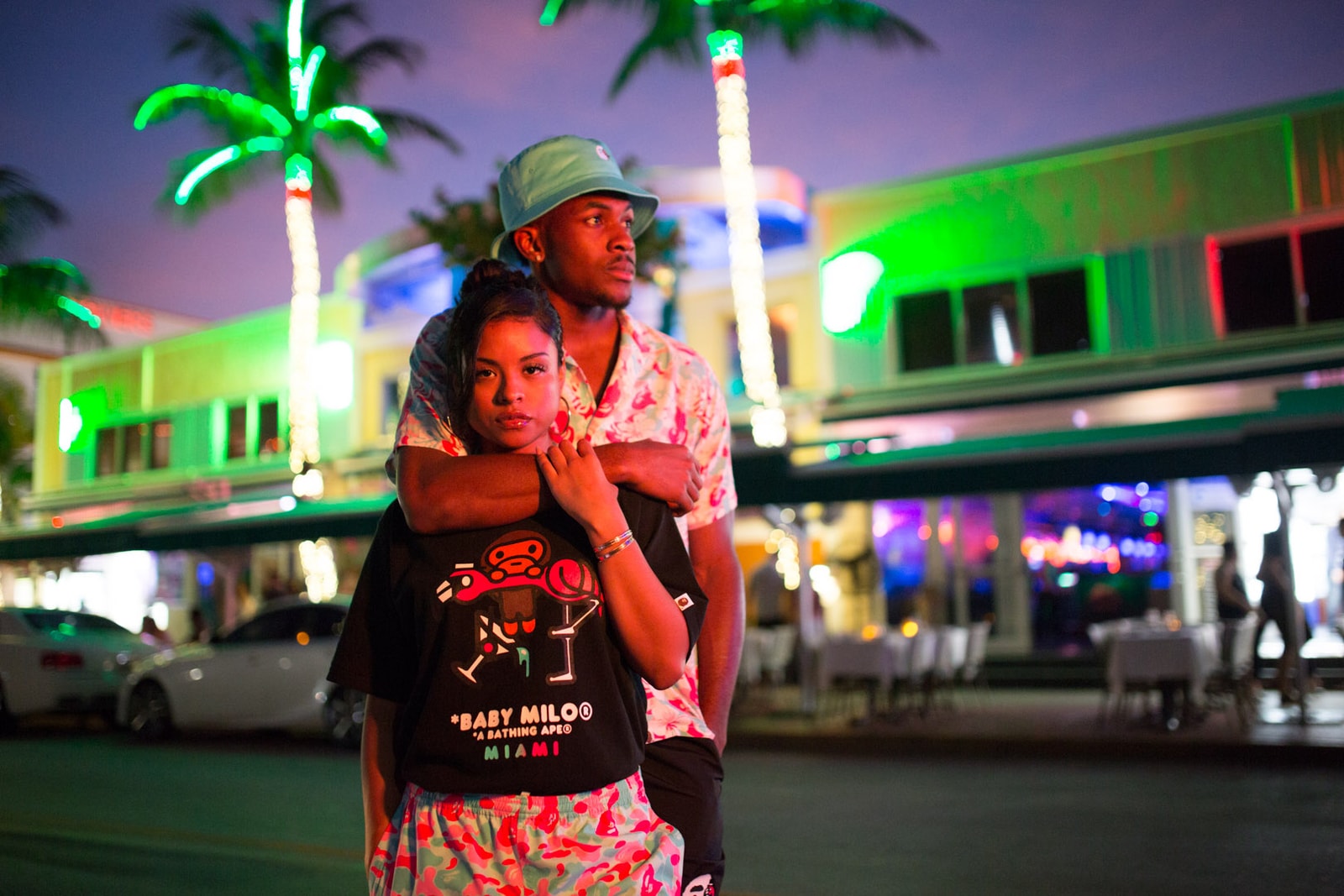 BAPE Exclusive Miami Store Collection a bathing ape lookbooks Miami design district baby milo heat pink blue teal shark hoodies bags accessories stickers iphone cases