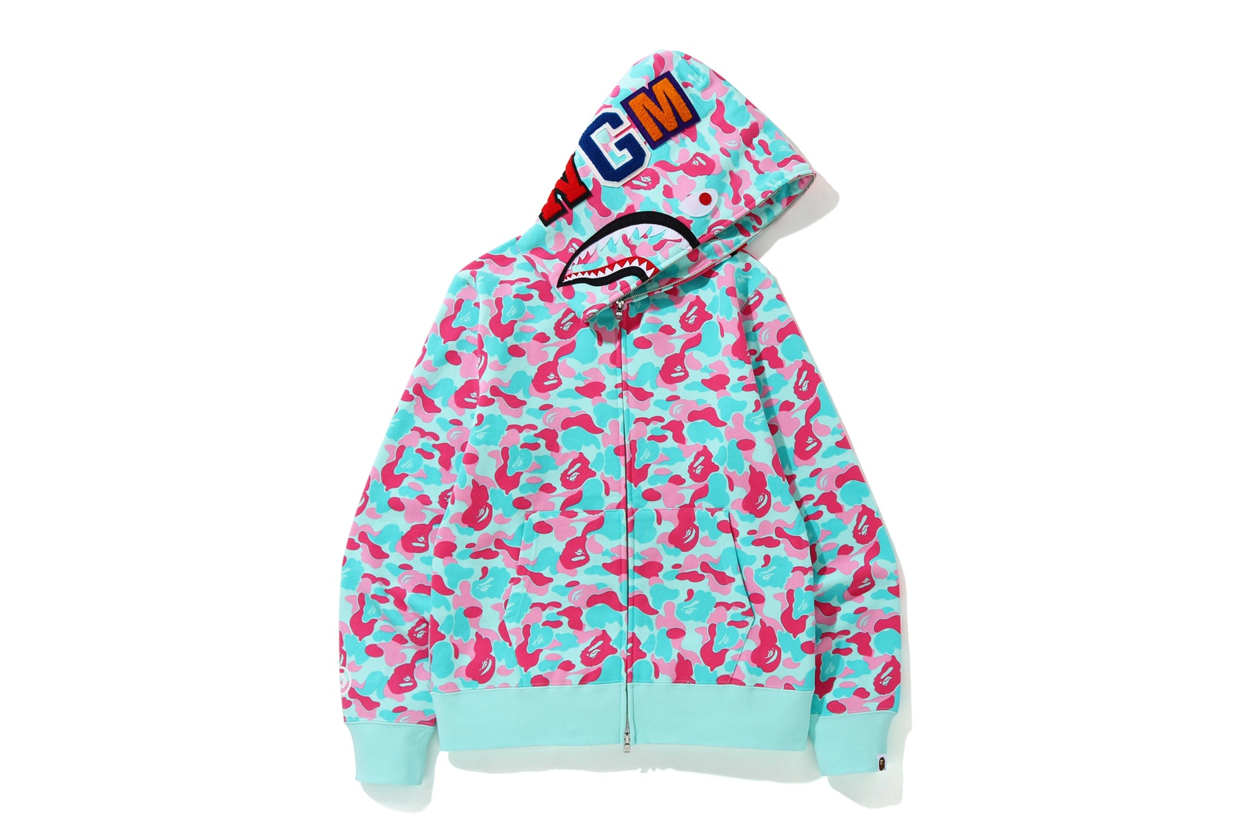 BAPE Exclusive Miami Store Collection a bathing ape lookbooks Miami design district baby milo heat pink blue teal shark hoodies bags accessories stickers iphone cases