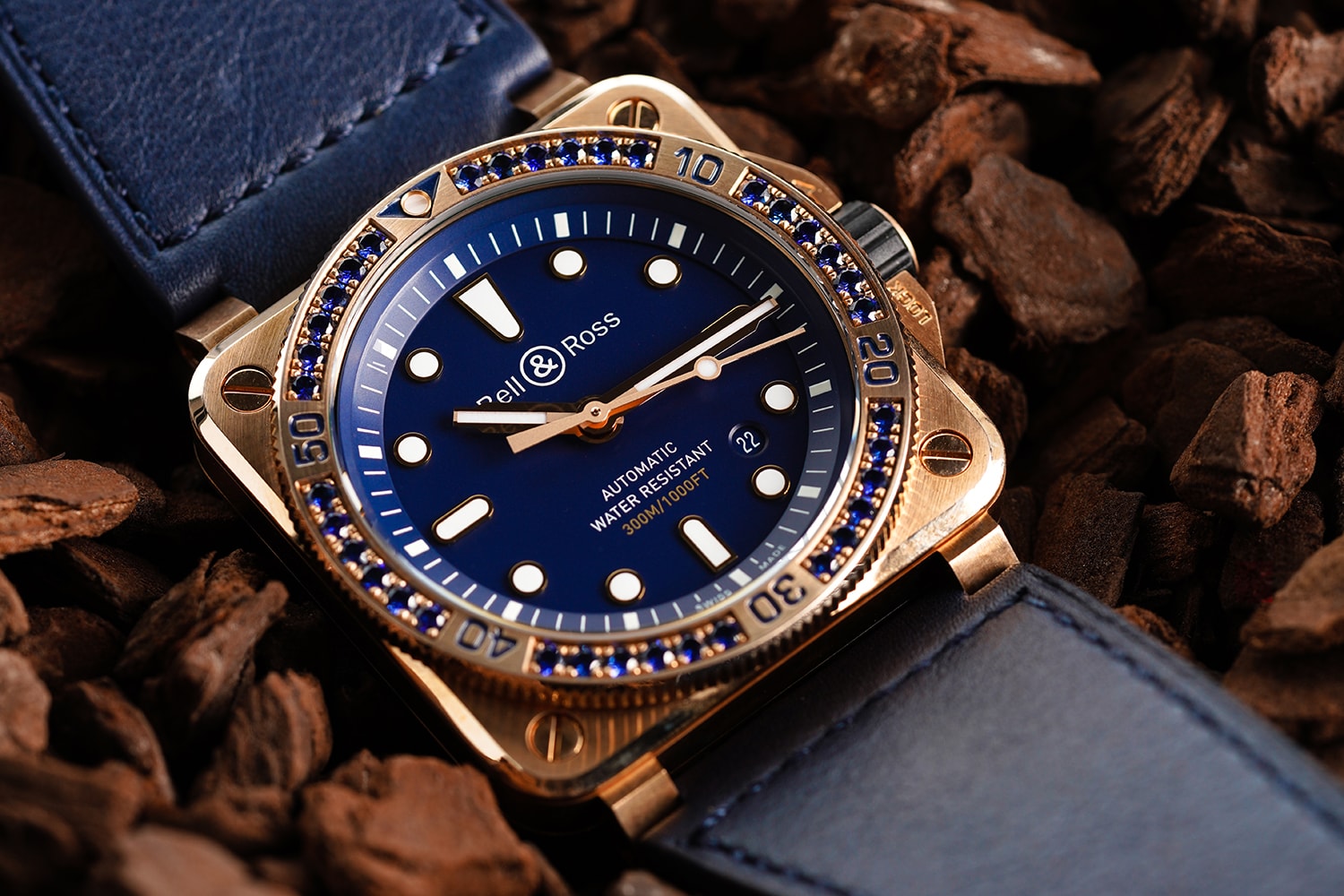 Bell & Ross BR03-92 Bronze & Blue Sapphire Watch  luxury bronze swiss-made dive watches B&R pilot 