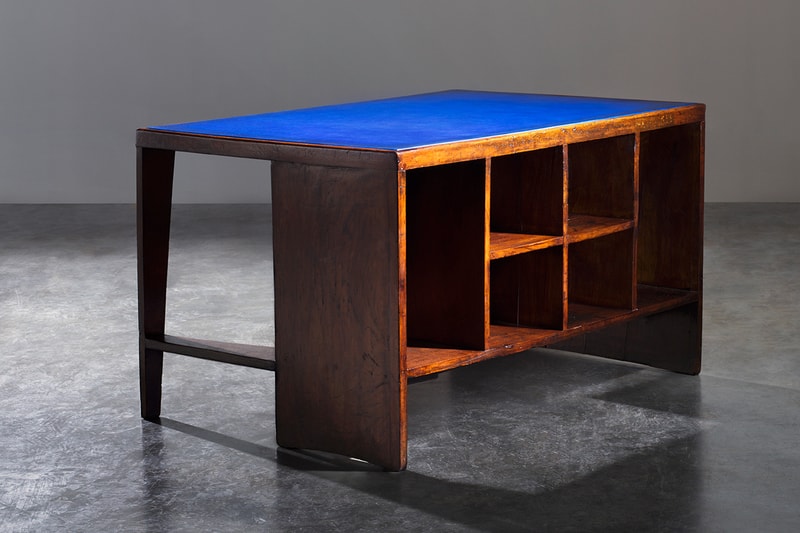 Berluti x Pierre Jeanneret Furniture Art Basel 2019 Kris Van Assche François Laffanour Galerie Downtown Day Bed Cinema Chairs Desk Folding Screen Purple Red Brown Blue Green Orange