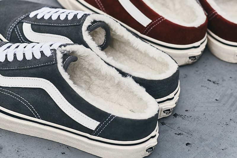 vans vault old skool mule black brown red burgundy white cream release date info photos price slip on fleece womens style shoe colorway