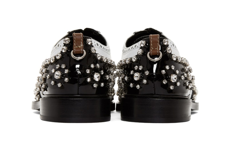Burberry Lennard Cry Crystal Brogue Shoes for SSENSE exclusive leather patent fall winter 2019 white black derby studded
