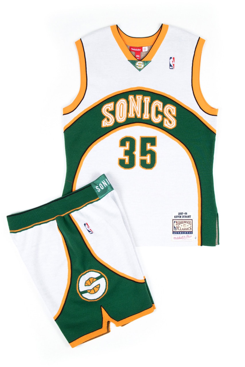 clot mitchell and ness allen iverson kevin durant philadelphia 76ers sixers seattle supersonics jersey shooting shirt release date info photos price