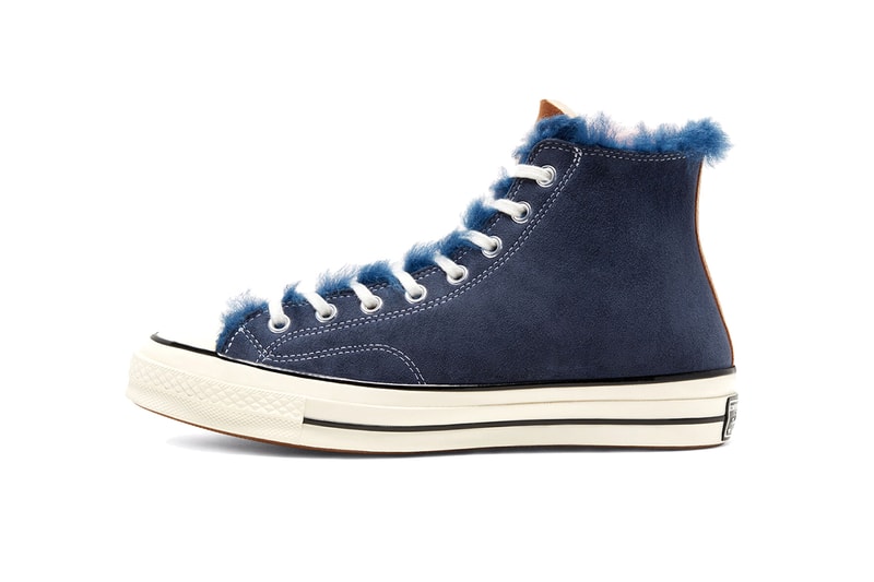 Converse Chuck '70 Hi "Navy Blue/Baby Pink" Shearling Suede Multi Colored Sherpa Lining Duotone Two Tone Cozy Season Footwear Sneaker Release Information Winter 2019 Kicks  166319c All Star 