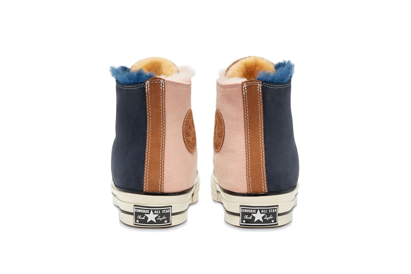 Converse Chuck '70 Hi "Navy Blue/Baby Pink" Shearling Suede Multi Colored Sherpa Lining Duotone Two Tone Cozy Season Footwear Sneaker Release Information Winter 2019 Kicks  166319c All Star 