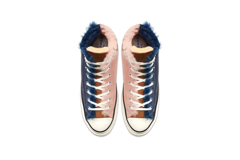 Converse Chuck '70 Hi "Navy Blue/Baby Pink" Shearling Suede Multi Colored Sherpa Lining Duotone Two Tone Cozy Season Footwear Sneaker Release Information Winter 2019 Kicks  166319c All Star 