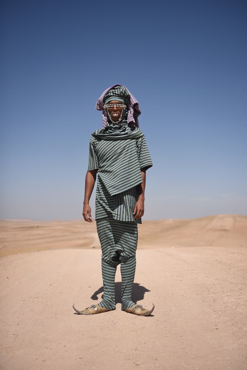 Daily Paper Fall/Winter 2019 Editorial Mouse Lamrabat Afrofuturism Reflective Puffer Coats Green Blue Snakeskin Morocco Desert