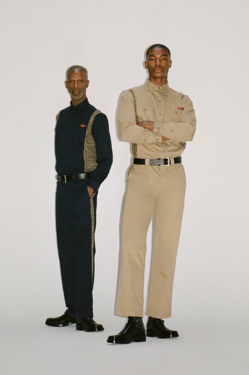Opening Ceremony x Dickies 1922 Fall/Winter 2019 All-Over Contrast Leopard Print Long Sleeve Uniform Shirt Work Pant Navy Beige