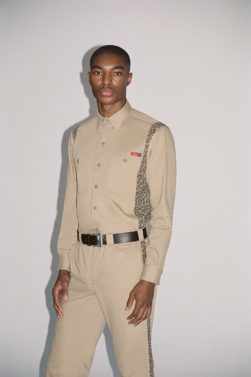 Opening Ceremony x Dickies 1922 Fall/Winter 2019 All-Over Contrast Leopard Print Long Sleeve Uniform Shirt Work Pant Navy Beige