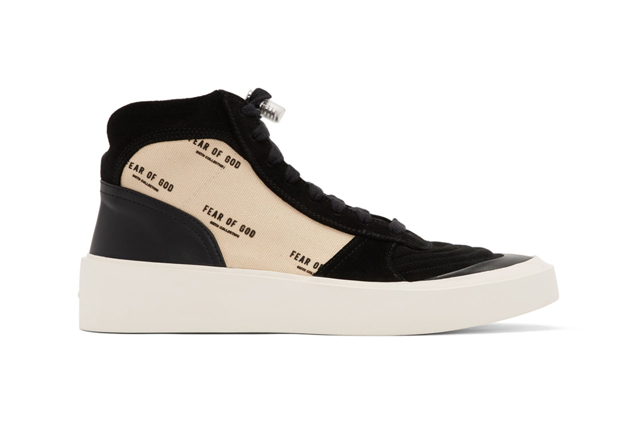 fear of god black off white strapless skate mid sneakers release mid top suede and buffed leather sneakers in black