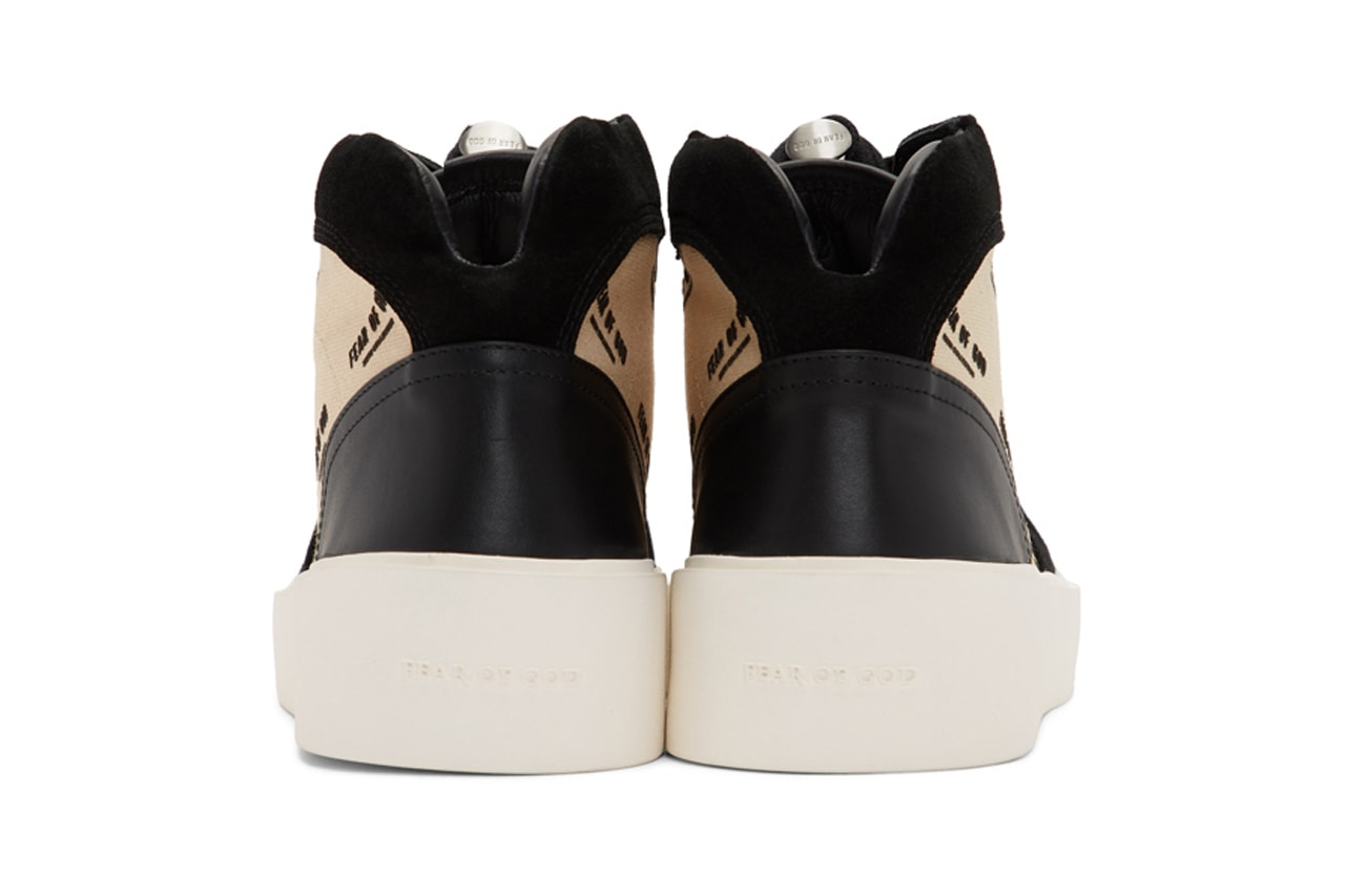 fear of god black off white strapless skate mid sneakers release mid top suede and buffed leather sneakers in black